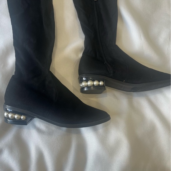 Catherine Malandrino Perse Black Embellished Over-the-Knee Boot Size 7.5 - Picture 2 of 9